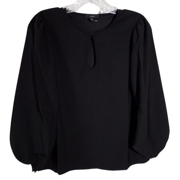 NWT J.Crew Women’s Size PS Puff Sleeve Satin-Back Crepe Top in Black (BL711) - Picture 1 of 7